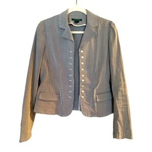 Ralph Lauren Pinstripe Blazer Pearly Buttons - M